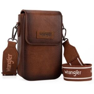 Wrangler Brown Leather Belt Bag with Branded Strap